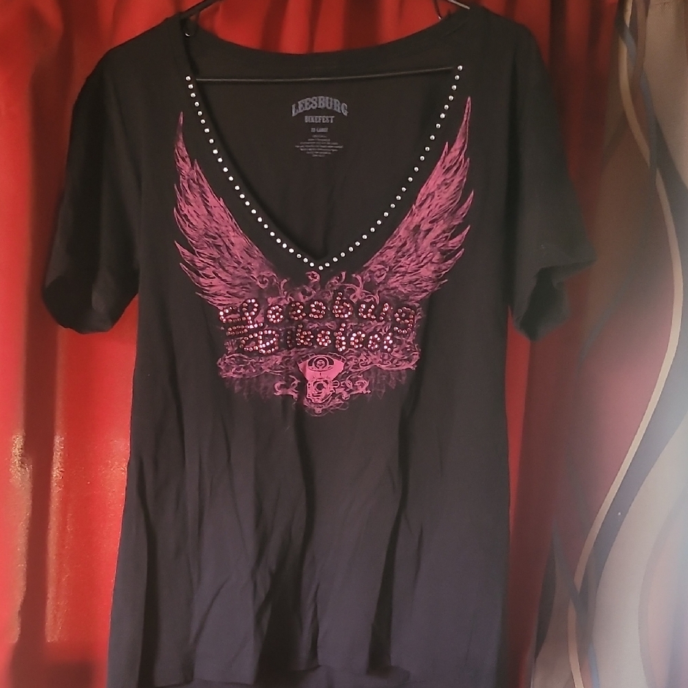 Black and Pink Winged Graphic Women's Top